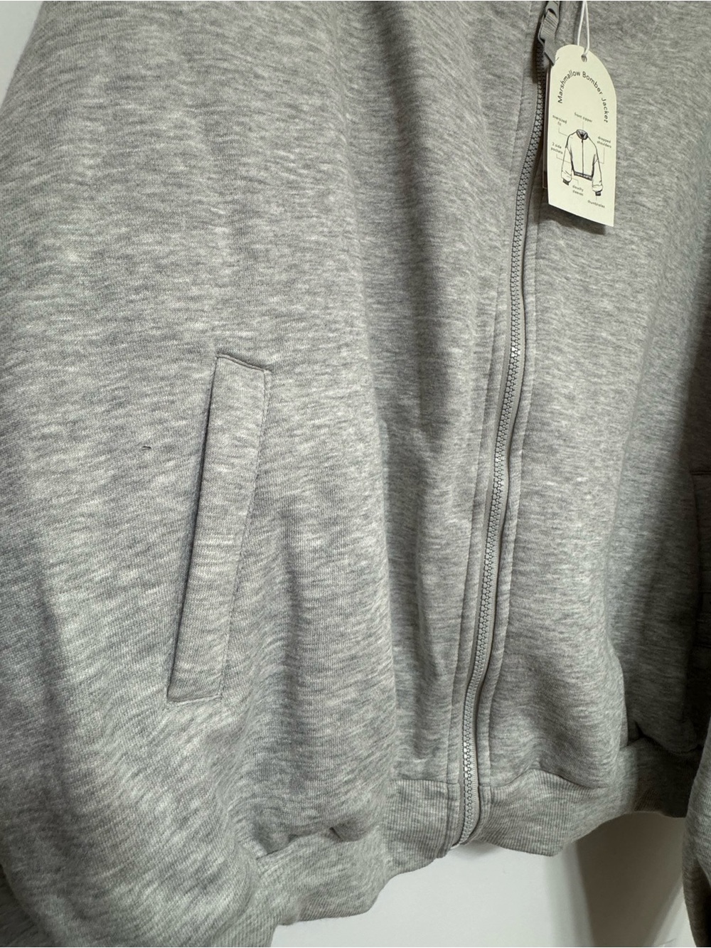 Blogilates Marshmallow Bomber Jacket Size Large Gray Activewear Athleisure Zip - Picture 5 of 7